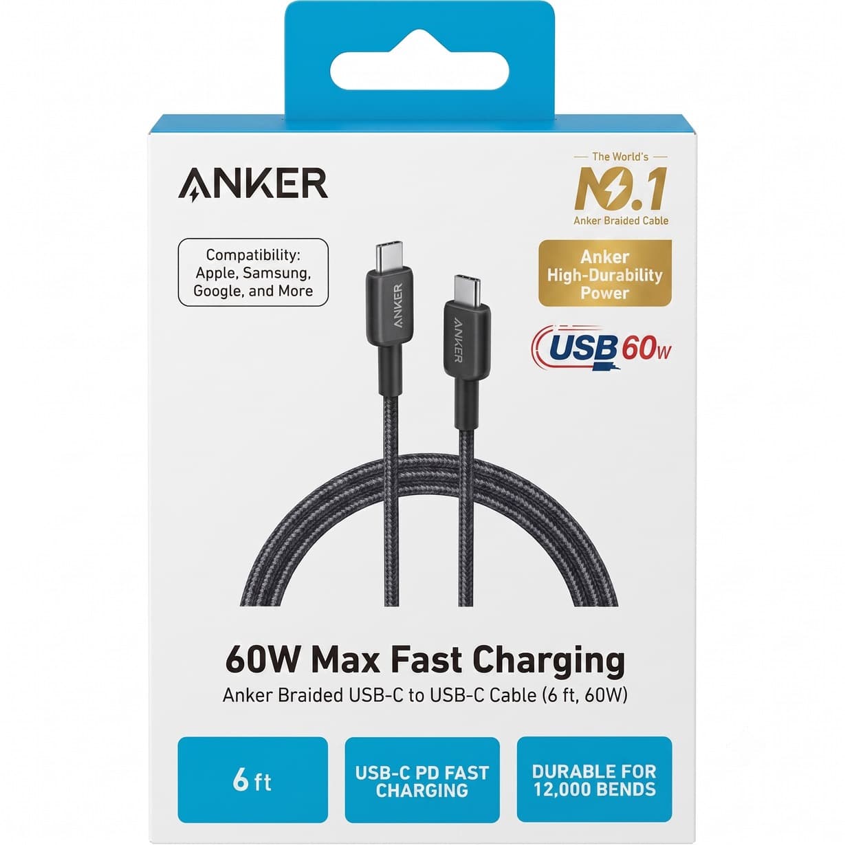 60W MAX Fast Charging 6Ft